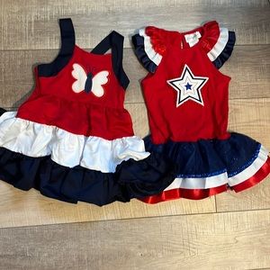 Emily Rose red white & blue dresses 3 pieces satin embroidered star/ butterfly 5